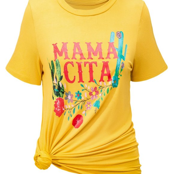 Mamacita Yellow Floral Cactus Tee - Picture 5 of 16